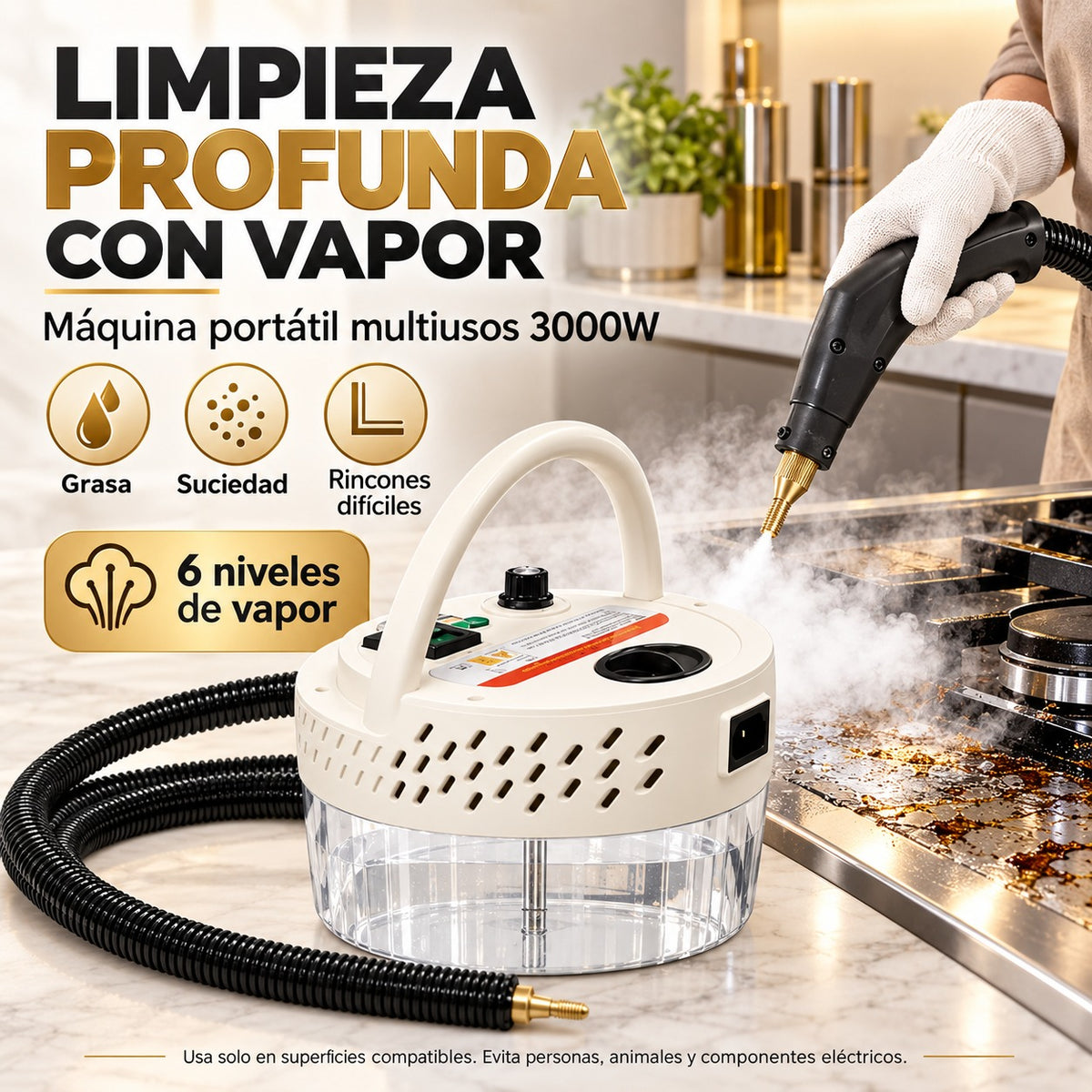 Máquina de Limpieza a Vapor Portátil 3000W Multiusos