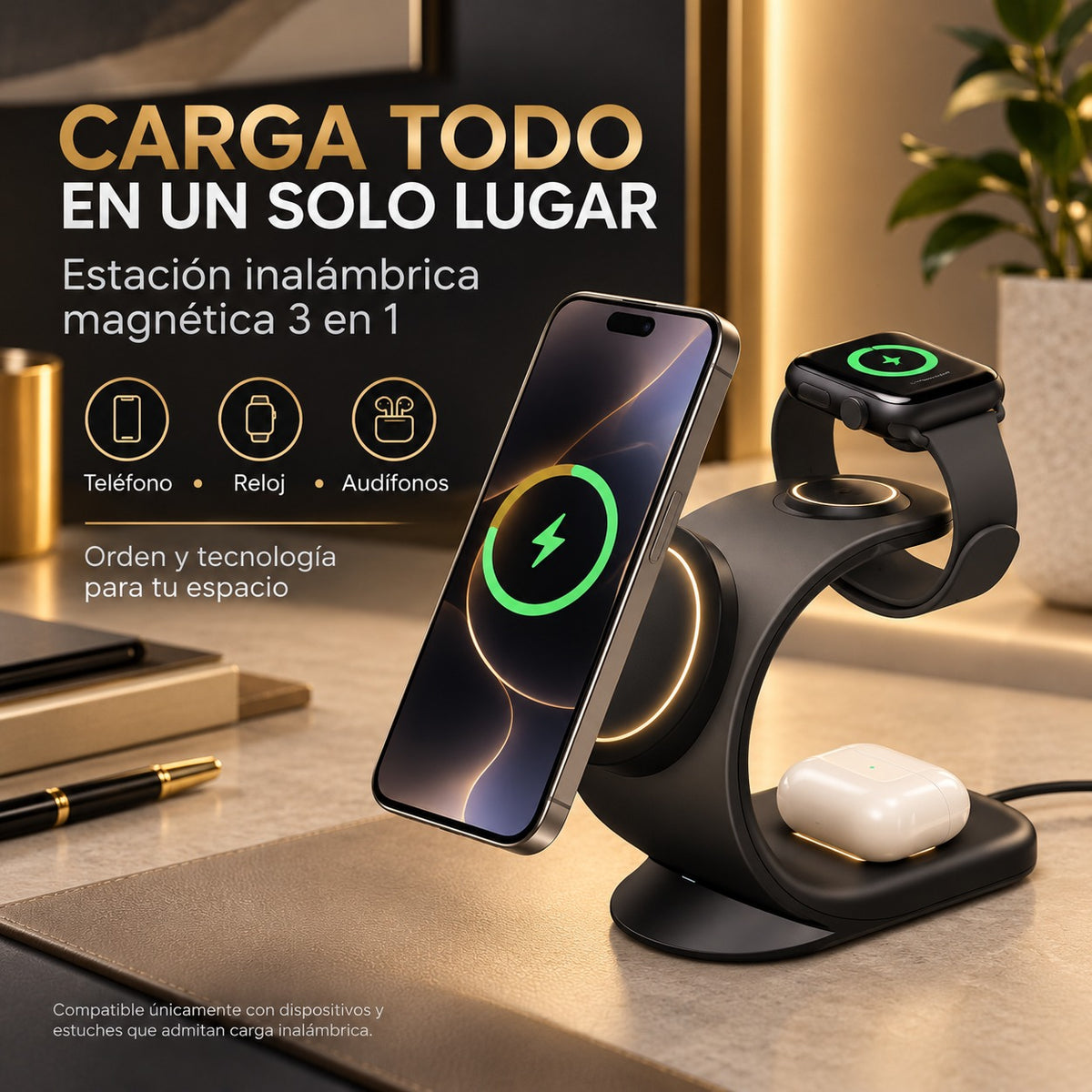 Cargador 3 en 1 Inalambrico Iphone